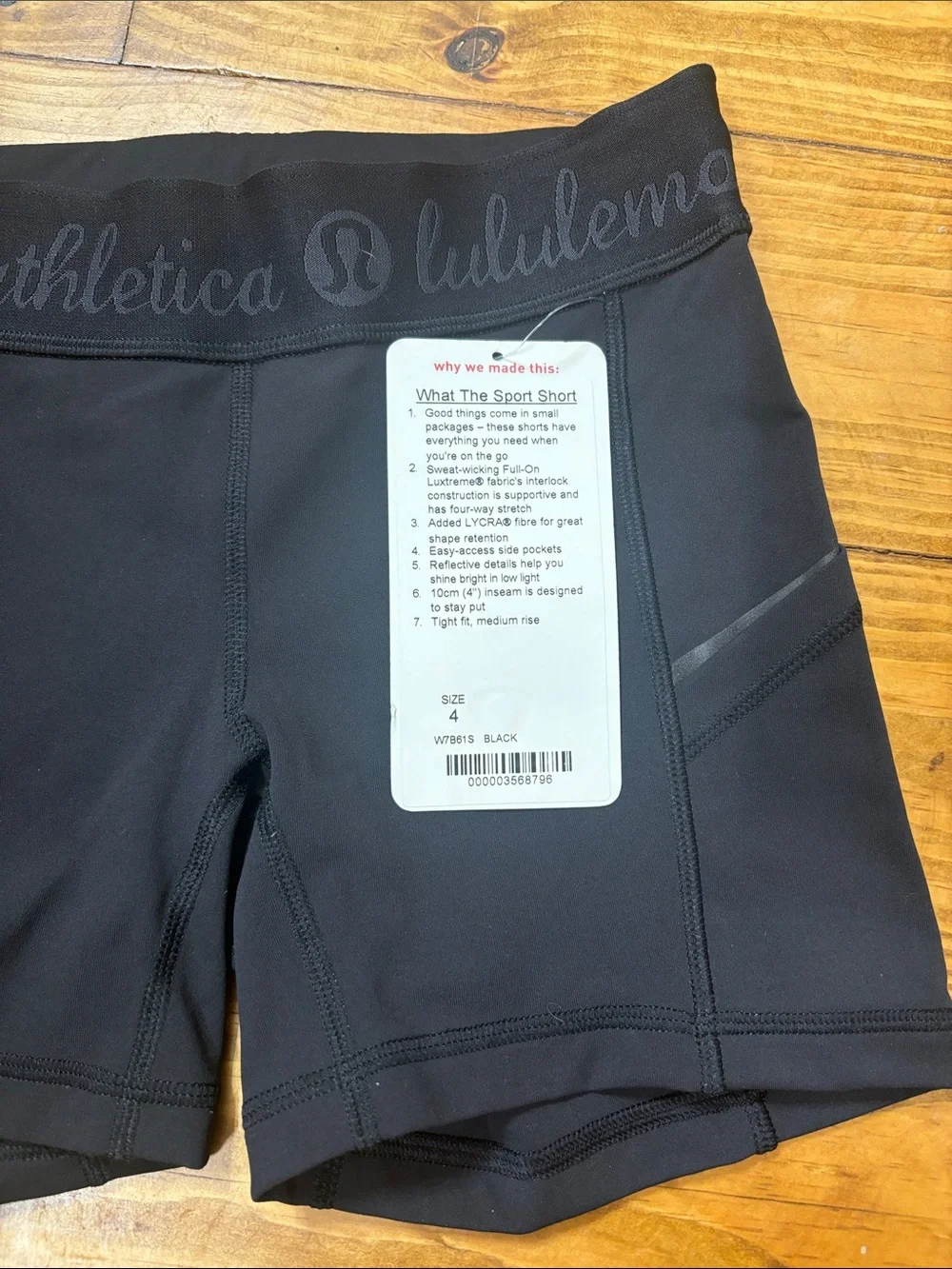 NWT Lululemon What The Sport Shorts in Black Size 4
